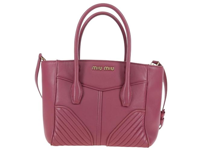 Miu Miu Hand Bag Leather 2way Pink Gold 5BA145 Auth am12700V Golden - view 13