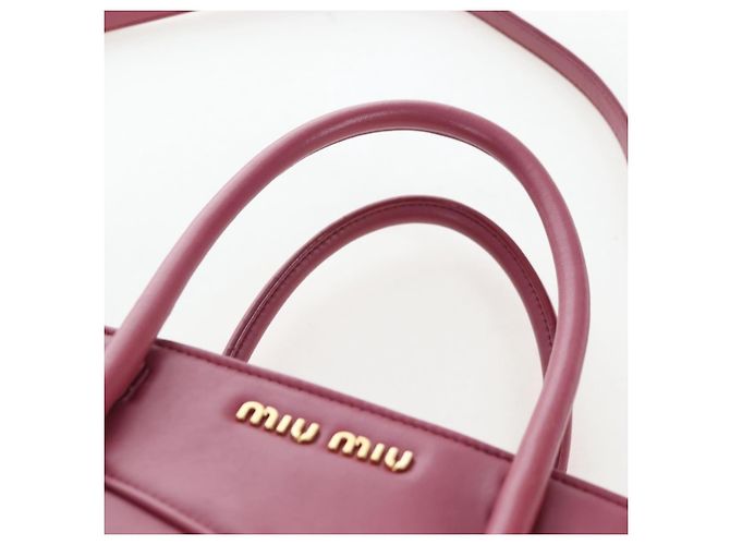 Miu Miu Hand Bag Leather 2way Pink Gold 5BA145 Auth am12700V Golden - view 14