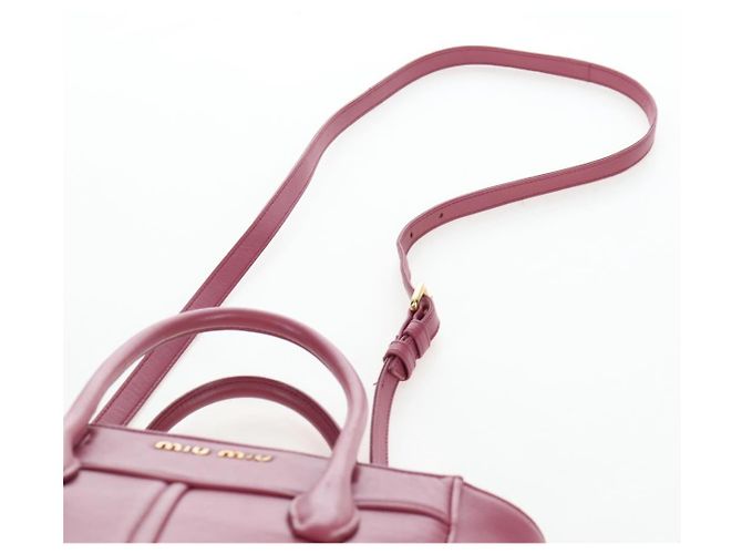 Miu Miu Hand Bag Leather 2way Pink Gold 5BA145 Auth am12700V Golden - view 15