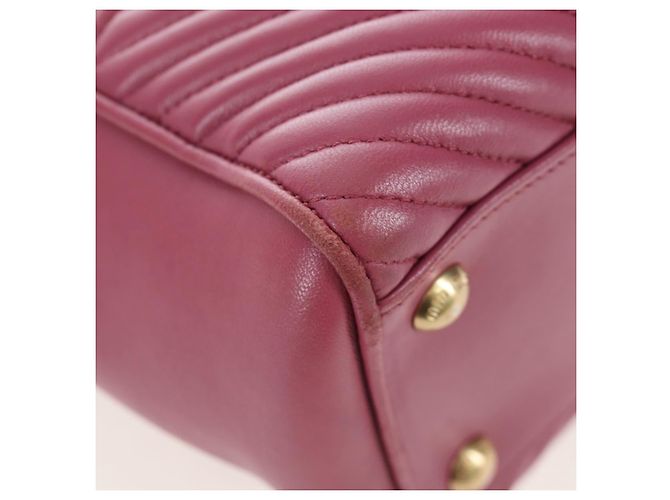Miu Miu Hand Bag Leather 2way Pink Gold 5BA145 Auth am12700V Golden - view 18