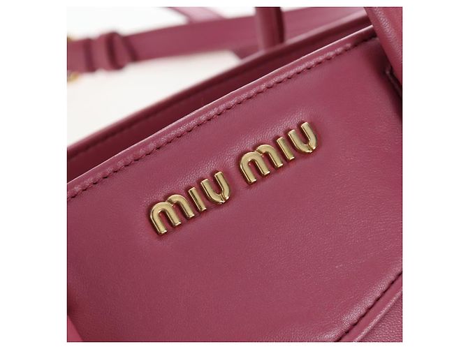 Miu Miu Hand Bag Leather 2way Pink Gold 5BA145 Auth am12700V Golden - view 22