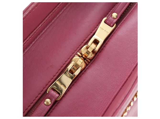 Miu Miu Hand Bag Leather 2way Pink Gold 5BA145 Auth am12700V Golden - view 23