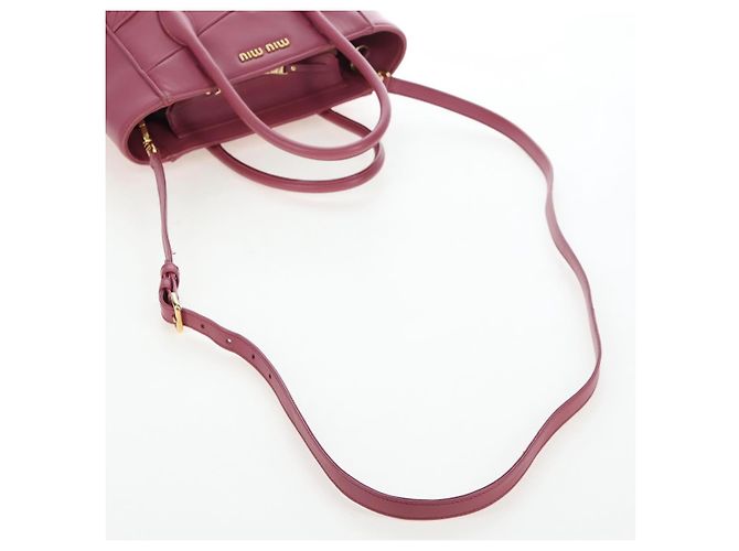 Miu Miu Hand Bag Leather 2way Pink Gold 5BA145 Auth am12700V Golden - view 8