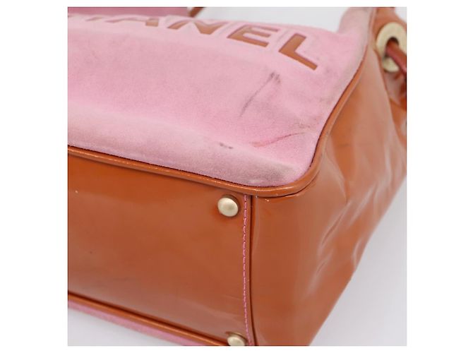 CHANEL Camelia Tote Bag Wildleder Rosa Goldfarbene CC Auth 206630 Pink - Ansicht 15