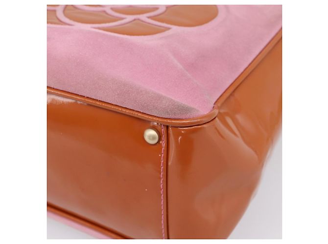 CHANEL Camelia Tote Bag Wildleder Rosa Goldfarbene CC Auth 206630 Pink - Ansicht 17