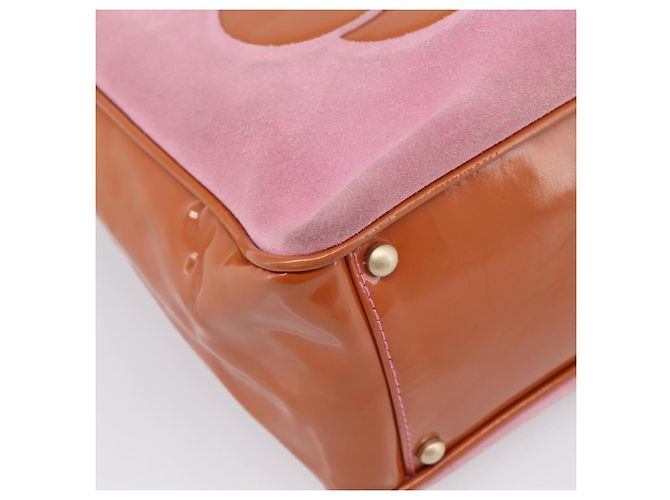 CHANEL Camelia Tote Bag Wildleder Rosa Goldfarbene CC Auth 206630 Pink - Ansicht 18