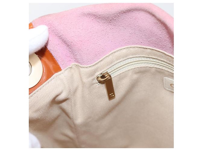 CHANEL Camelia Tote Bag Wildleder Rosa Goldfarbene CC Auth 206630 Pink - Ansicht 24