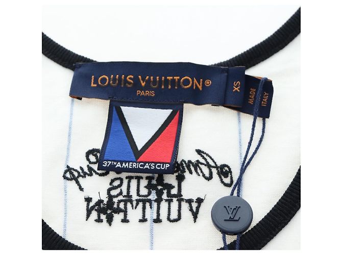 LOUIS VUITTON Top sem mangas Cotton XS White LV Auth 204954M Branco - vista 6
