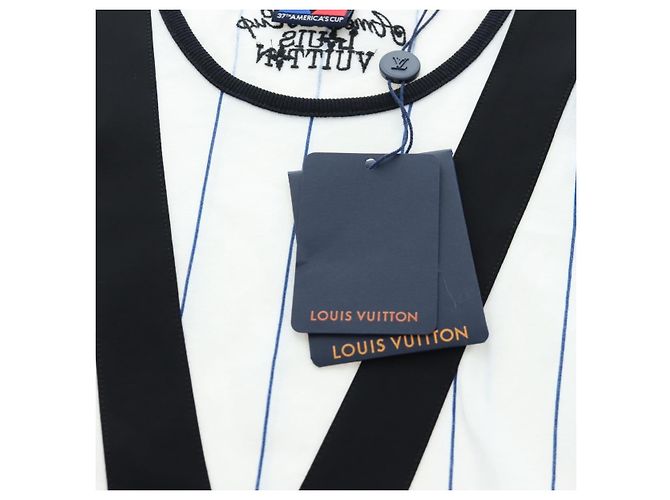 LOUIS VUITTON Top sem mangas Cotton XS White LV Auth 204954M Branco - vista 7