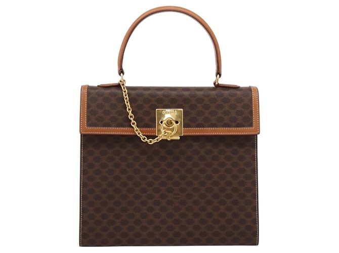 Céline Borsa a mano CELINE Macadam Canvas PVC Leather Brown Gold Auth 205190V Marrone D'oro - view 13