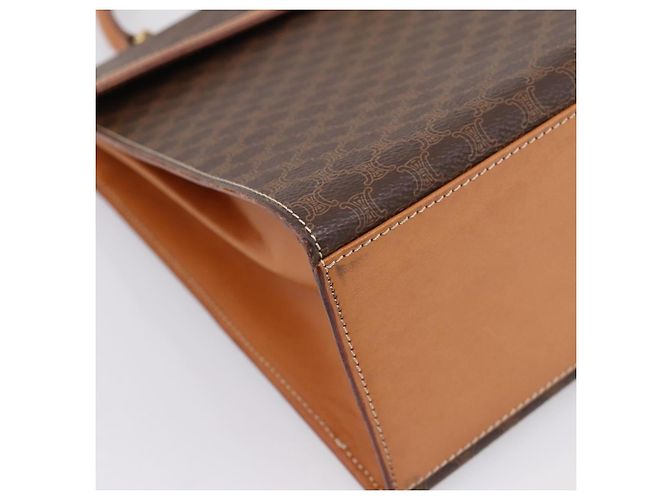 Céline Borsa a mano CELINE Macadam Canvas PVC Leather Brown Gold Auth 205190V Marrone D'oro - view 14