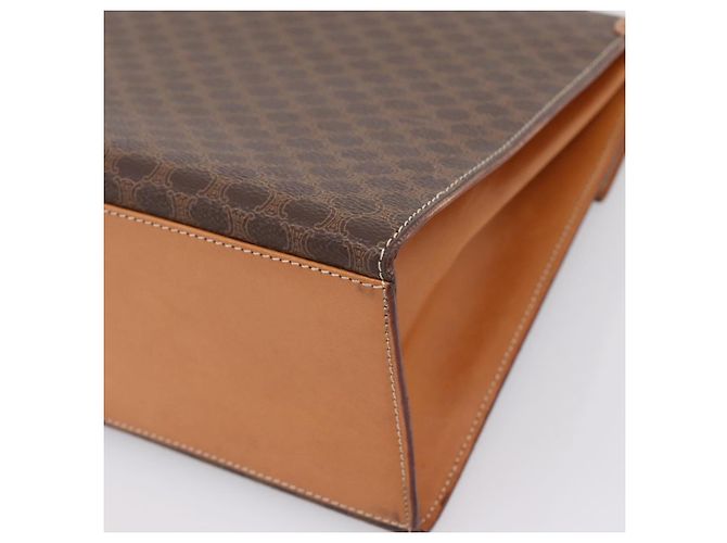 Céline Borsa a mano CELINE Macadam Canvas PVC Leather Brown Gold Auth 205190V Marrone D'oro - view 15