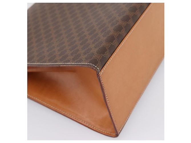 Céline Borsa a mano CELINE Macadam Canvas PVC Leather Brown Gold Auth 205190V Marrone D'oro - view 16