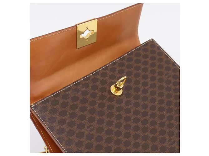 Céline Borsa a mano CELINE Macadam Canvas PVC Leather Brown Gold Auth 205190V Marrone D'oro - view 18