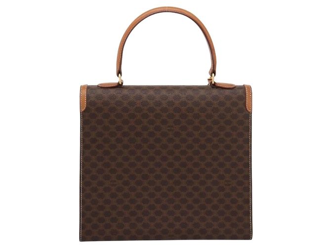 Céline Borsa a mano CELINE Macadam Canvas PVC Leather Brown Gold Auth 205190V Marrone D'oro - view 2
