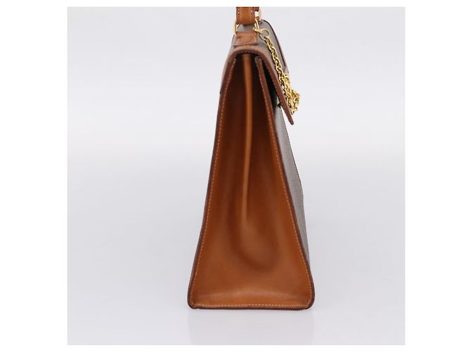 Céline Borsa a mano CELINE Macadam Canvas PVC Leather Brown Gold Auth 205190V Marrone D'oro - view 3