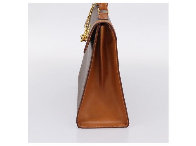Céline Borsa a mano CELINE Macadam Canvas PVC Leather Brown Gold Auth 205190V Marrone D'oro - view 4