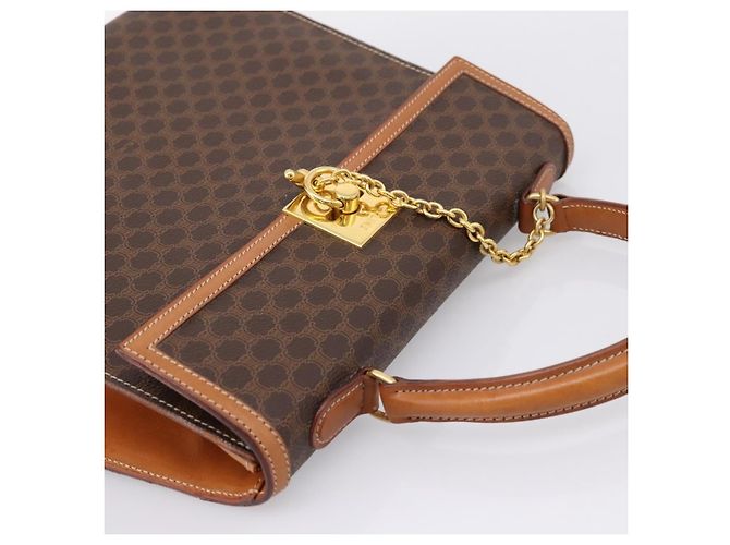 Céline Borsa a mano CELINE Macadam Canvas PVC Leather Brown Gold Auth 205190V Marrone D'oro - view 6