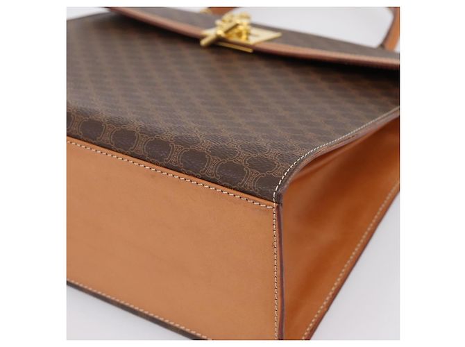 Céline Borsa a mano CELINE Macadam Canvas PVC Leather Brown Gold Auth 205190V Marrone D'oro - view 9