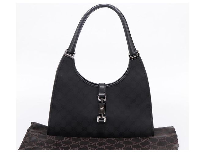 Borsa a Mano GUCCI GG Canvas Jackie Nero Argento 01719 Auth am12714M - vista 12