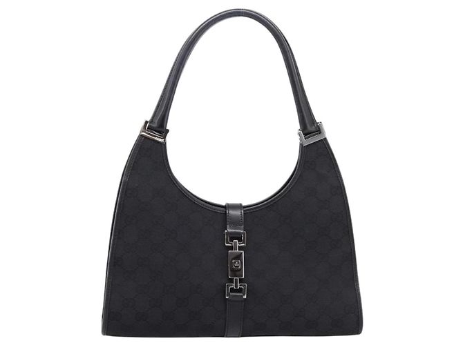 Borsa a Mano GUCCI GG Canvas Jackie Nero Argento 01719 Auth am12714M - vista 13