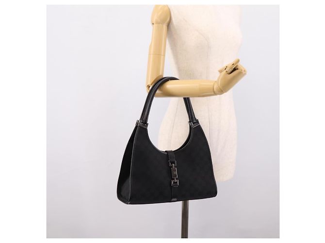 Borsa a Mano GUCCI GG Canvas Jackie Nero Argento 01719 Auth am12714M - vista 23
