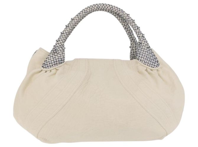 FENDI Spy Bag Handtasche Leder Weiß Gold Auth 207411V Golden - Ansicht 2