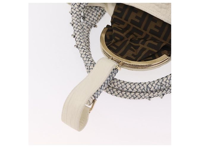 FENDI Spy Bag Handtasche Leder Weiß Gold Auth 207411V Golden - Ansicht 20