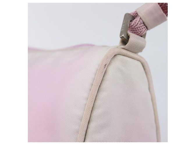 Bolso de accesorios PRADA Nylon Rosa Plata Auth 207483 - vista 10