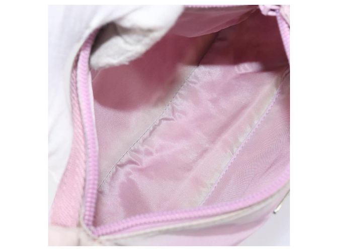 Bolso de accesorios PRADA Nylon Rosa Plata Auth 207483 - vista 11