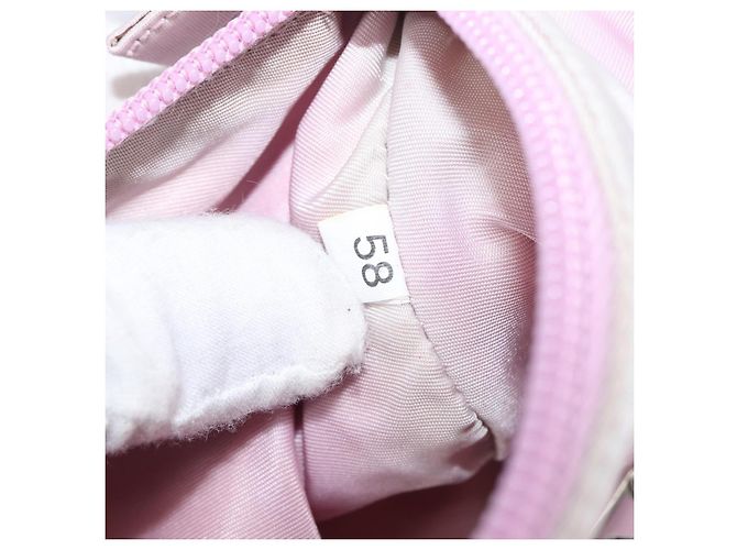 Bolso de accesorios PRADA Nylon Rosa Plata Auth 207483 - vista 12