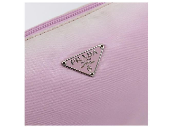 Bolso de accesorios PRADA Nylon Rosa Plata Auth 207483 - vista 19