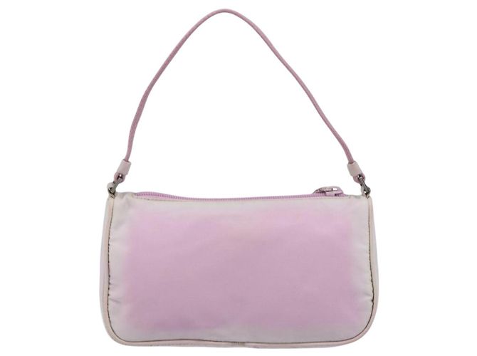 Bolso de accesorios PRADA Nylon Rosa Plata Auth 207483 - vista 2