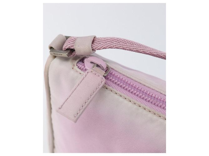 Bolso de accesorios PRADA Nylon Rosa Plata Auth 207483 - vista 20