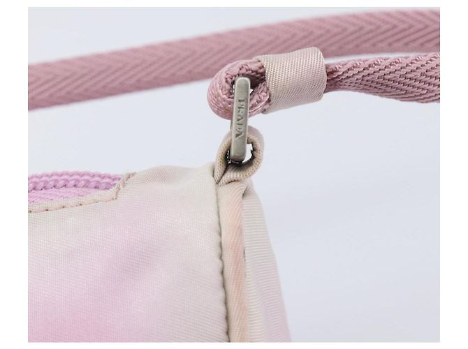 Bolso de accesorios PRADA Nylon Rosa Plata Auth 207483 - vista 21
