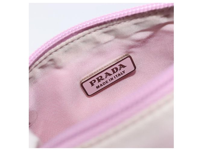 Bolso de accesorios PRADA Nylon Rosa Plata Auth 207483 - vista 22