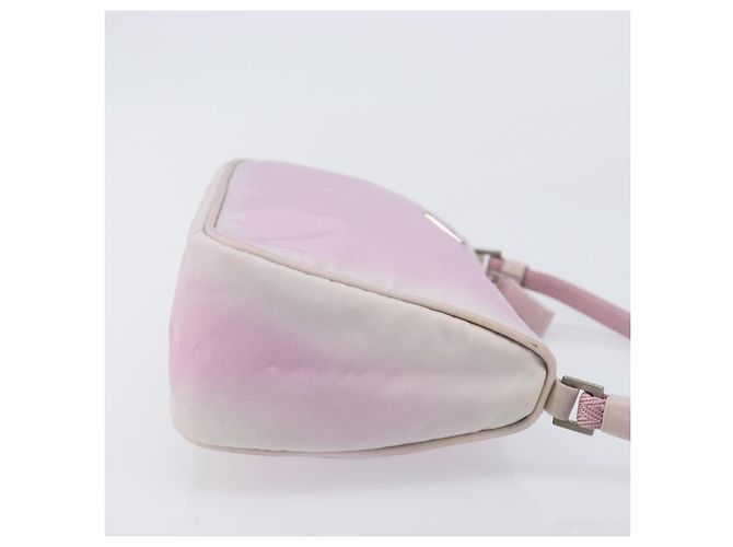 Bolso de accesorios PRADA Nylon Rosa Plata Auth 207483 - vista 3