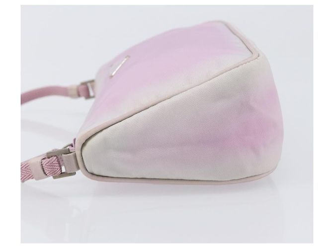 Bolso de accesorios PRADA Nylon Rosa Plata Auth 207483 - vista 4