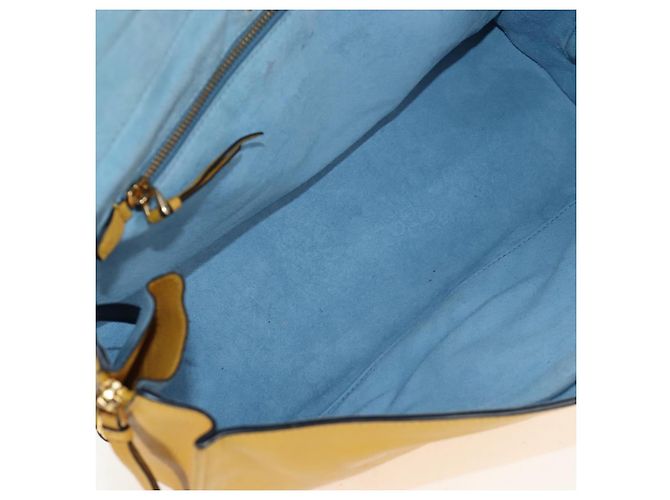 Bolsa de Ombro PRADA Pele 2way Yellow Gold Auth 205953M Dourado Amarelo - vista 10