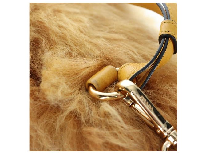 Bolsa de Ombro PRADA Pele 2way Yellow Gold Auth 205953M Dourado Amarelo - vista 15