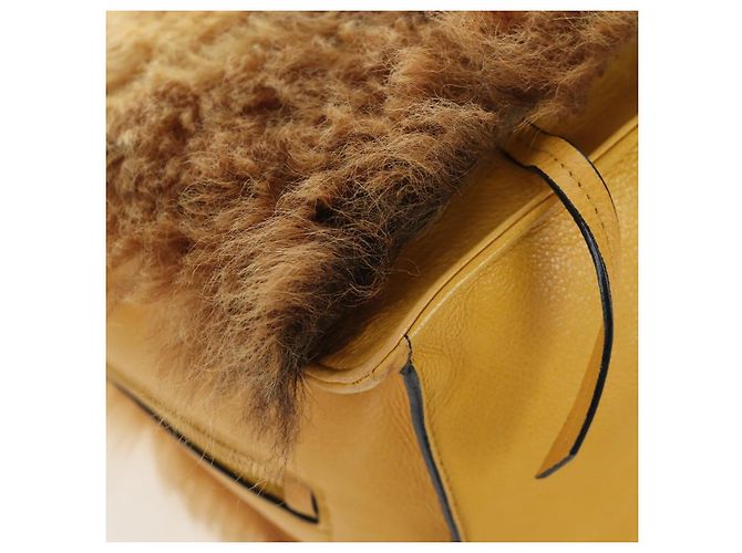 Bolsa de Ombro PRADA Pele 2way Yellow Gold Auth 205953M Dourado Amarelo - vista 17