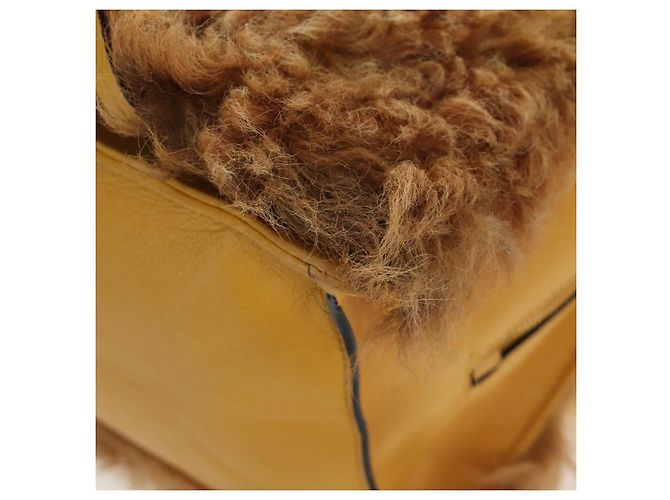 Bolsa de Ombro PRADA Pele 2way Yellow Gold Auth 205953M Dourado Amarelo - vista 18