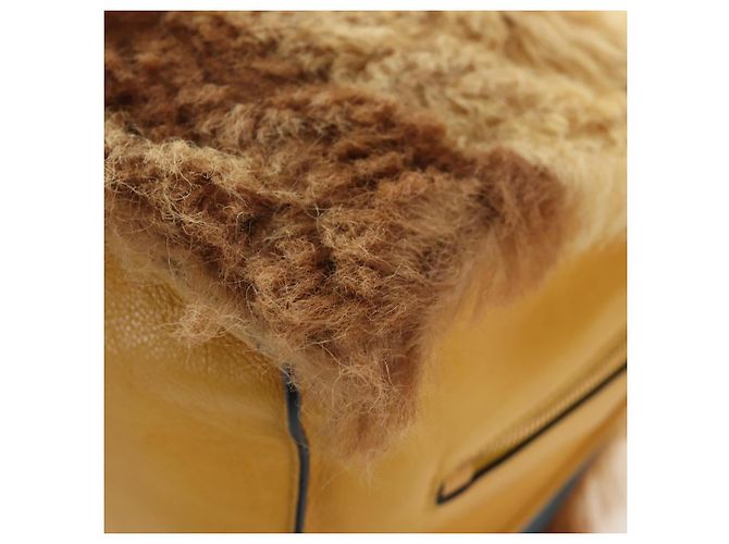 Bolsa de Ombro PRADA Pele 2way Yellow Gold Auth 205953M Dourado Amarelo - vista 20