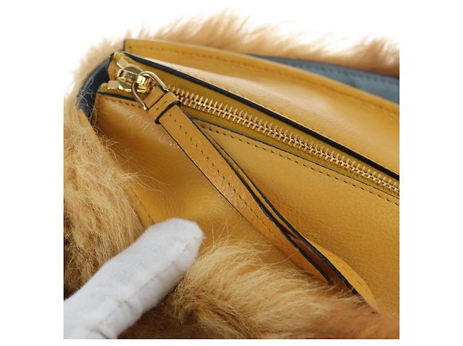 Bolsa de Ombro PRADA Pele 2way Yellow Gold Auth 205953M Dourado Amarelo - vista 21