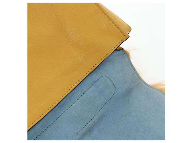 Bolsa de Ombro PRADA Pele 2way Yellow Gold Auth 205953M Dourado Amarelo - vista 29