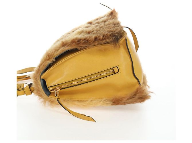 Bolsa de Ombro PRADA Pele 2way Yellow Gold Auth 205953M Dourado Amarelo - vista 3