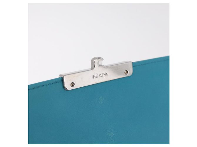 Saffiano Borsa a Tracolla con Catena PRADA Pelle Safiano Verde Argento Auth 207634V - vista 23