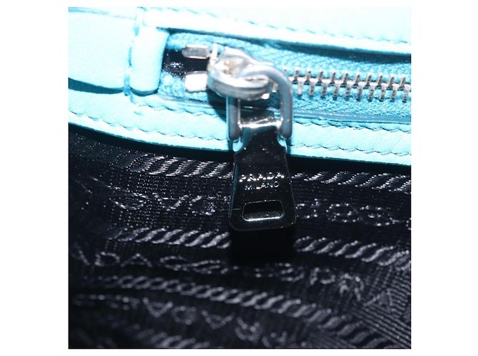 Saffiano Borsa a Tracolla con Catena PRADA Pelle Safiano Verde Argento Auth 207634V - vista 28