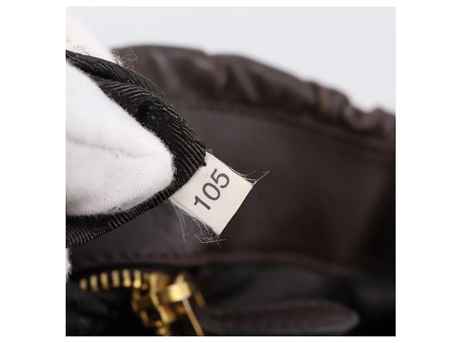 Borsa a mano raccolta PRADA in pelle 2way Dark Brown Gold Auth BA16047A D'oro Marrone scuro - vista 12