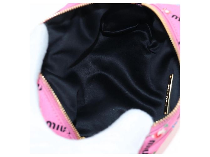 Beauty Case Miu Miu Nylon Pink Gold Auth 206346M Rosa D'oro - vista 10